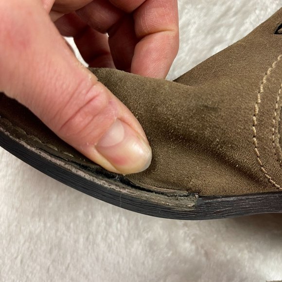 Clarks Derby Palace Suede Mid Calf Boots Womens Size 8 Brown Zip Up Strap Buckle - Picture 6 of 15